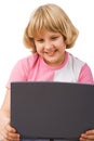 Girl with notebook computer Royalty Free Stock Photo