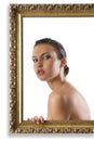 Girl with nude shoulder Royalty Free Stock Photo