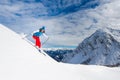 Girl in off-piste skiing Royalty Free Stock Photo