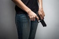 Girl Officer Concealing Weapon Royalty Free Stock Photo