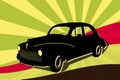 Girl oldtimer car retro silhouette shadow outline vector