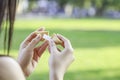 Girl Open a Fortune Cookie