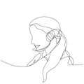 Girl operator or Manager, drawn by one black continuous line. White background