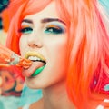 Girl with orange hair and cream Royalty Free Stock Photo