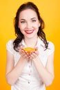 Girl with orange in the hands Royalty Free Stock Photo