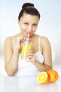 Girl with orange juice Royalty Free Stock Photo