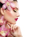 Girl with Orchid Royalty Free Stock Photo