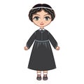 The girl in Orthodox Jews dress. Historical clothes.