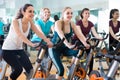 Girl and other females working out in sport club Royalty Free Stock Photo