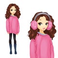 Girl In Oversize Pink Sweater