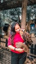 a girl owl on hand Royalty Free Stock Photo