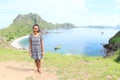 Girl on Padar Island Royalty Free Stock Photo