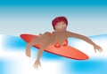 Girl Paddling Surfboard