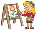 Girl painting on canvas 1 Royalty Free Stock Photo