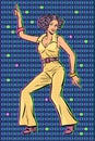Girl In Pantsuit. Woman Disco Dance