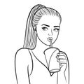 Girl with paper cup coloring page Royalty Free Stock Photo