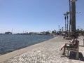 Girl on paphos waterfront