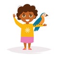 Girl with a parrot. Vector. Cartoon Royalty Free Stock Photo