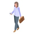 Girl passenger icon, isometric style