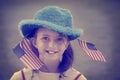 Girl Patriotic Flags Instagram Style Royalty Free Stock Photo