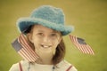 Girl Patriotic Flags Instagram Style Royalty Free Stock Photo