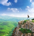 Girl on the peak of mountain Royalty Free Stock Photo