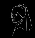 Girl with a Pearl Earring. Vector illustration.