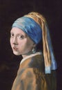 A girl with a pearl earring watercolor copy