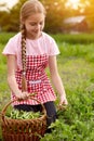 Girl in peas garden