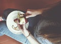 Girl peeling an apple