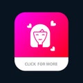 Girl, Person, Woman, Avatar, Women Mobile App Button. Android and IOS Glyph Version