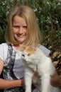 Girl with pet cat Royalty Free Stock Photo