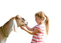 Girl with pet goat Royalty Free Stock Photo