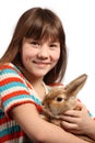 Girl with pet rabbit Royalty Free Stock Photo