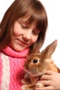 Girl with pet rabbit Royalty Free Stock Photo