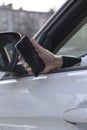 Girl, phone, car Royalty Free Stock Photo