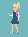 Girl with the phone Children with gadgets Vector flat