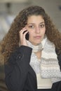 Girl phoning in train station