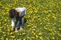 Girl picking flowers Royalty Free Stock Photo