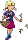 Girl picking flowers