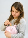 Girl piggy bank Royalty Free Stock Photo