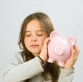 Girl piggy bank Royalty Free Stock Photo