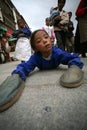 A girl on a pilgrimage to Lhasa Tibet