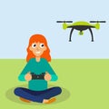 Girl piloted flying drone