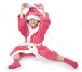 Girl and pink Bathrobe Royalty Free Stock Photo