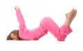 Girl in pink clothes represents letter w Royalty Free Stock Photo