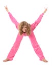 Girl in pink clothes represents letter x Royalty Free Stock Photo