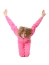 Girl in pink clothes represents letter y Royalty Free Stock Photo