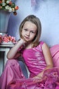 Girl in a pink dress Royalty Free Stock Photo