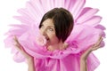 Girl and pink flower Royalty Free Stock Photo